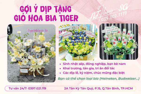 Giỏ Hoa Bia Tiger Chúc Mừng Sinh Nhật